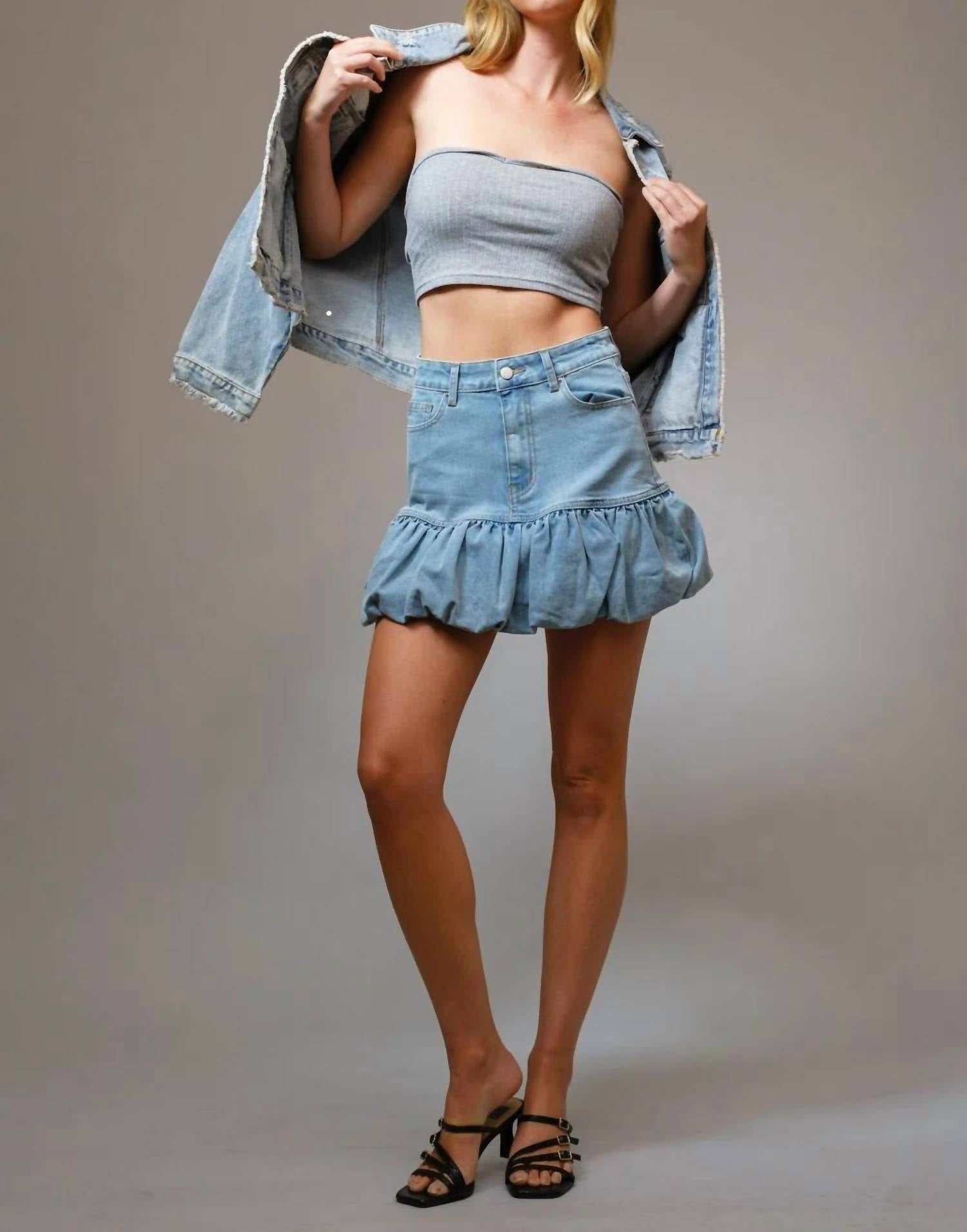 Blue B - Bubble Hem Denim Skirt