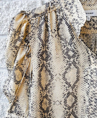 FRAME Snake Gillian Short Sleeve Top in camel multi 1 - women's blouse - view 4