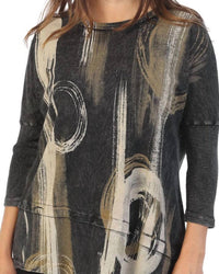 Jess & Jane Canali Mineral Washed Dolman Sleeve Cotton Top in black - women's blouse - alternate view
