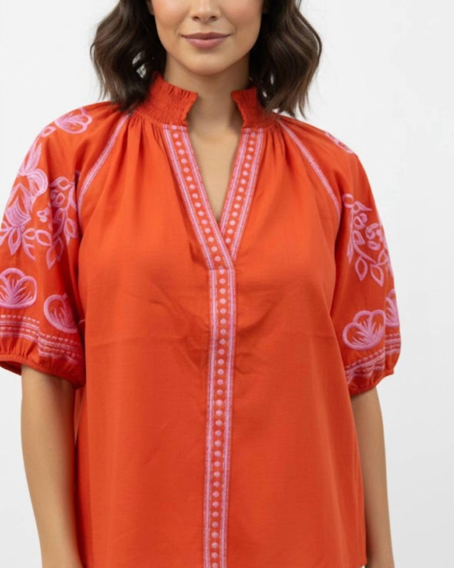 Thml - Embroidered Puff Sleeve Top