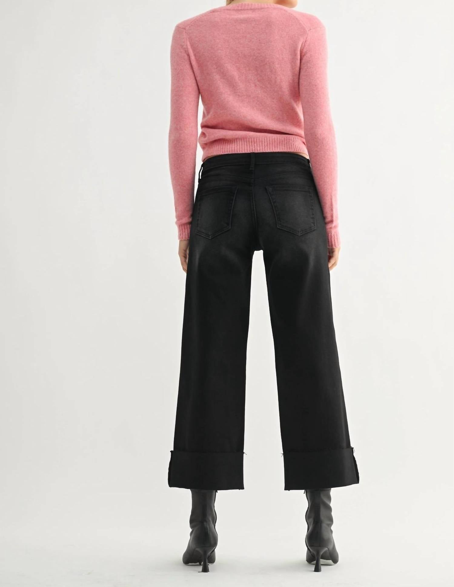 Just Black Denim - Scissor Cut Cuffed Wide Leg Jeans