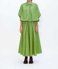 LOVEBIRDS Flux Button Front Shirt in matcha - women's shirt