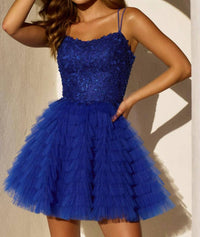 Sherri Hill - Short Ruffle Leaf Lace Dress