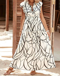 Little Daisy Closet - Ethereal Flow V-neck Ruffle Maxi Dress