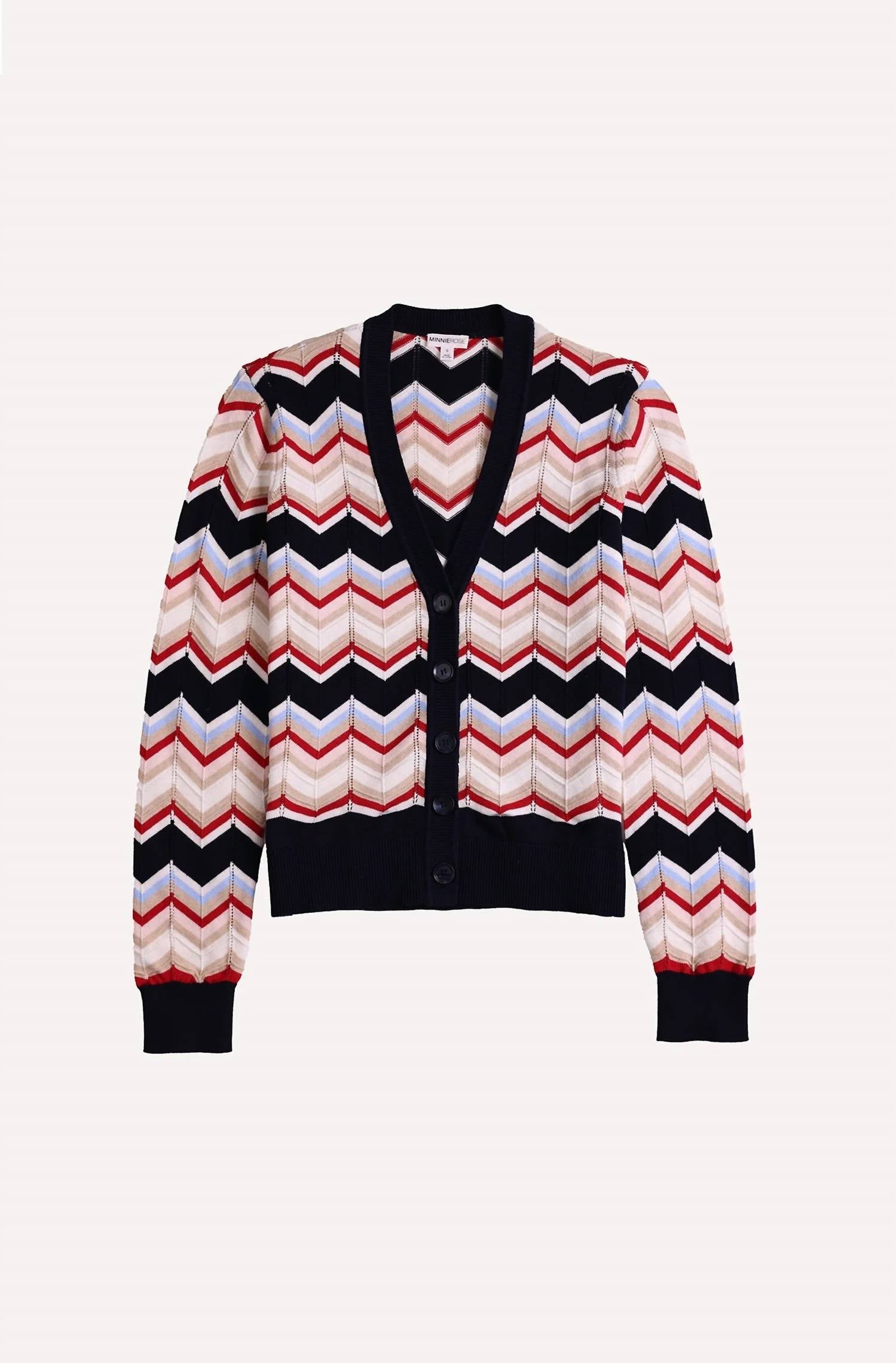 Minnie Rose - Chevron V-neck Cardigan