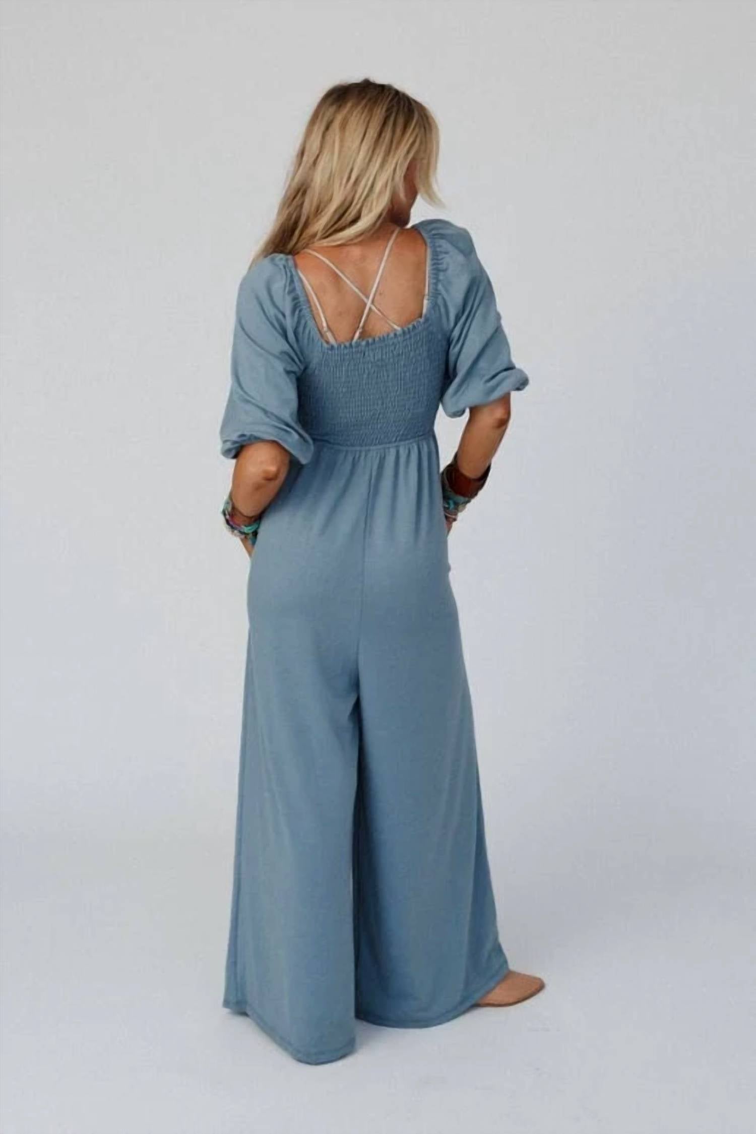 Three Bird Nest - Smocked Wide Leg Jumpsuit
