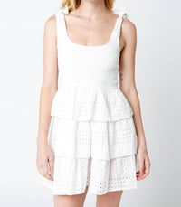 Olivaceous - Eyelet Ruffle Dress