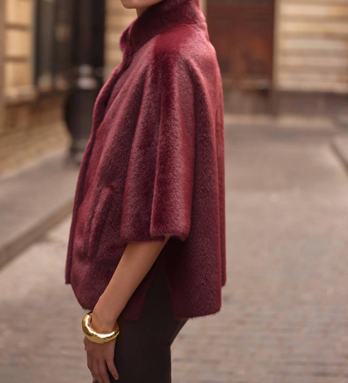 Joseph Ribkoff - Bonded Faux Fur Suede Boxy Jacket