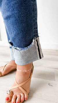 Vervet By Flying Monkey - Mid Rise Cuffed Slim Straight Jeans