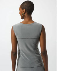 Joseph Ribkoff Square Neck Sleeveless Pullover Top in grey - women's shirt - detail view