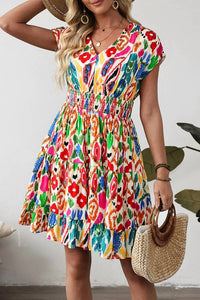 1 The Woman - Abstract Print Ruffle Tiered Mini Dress