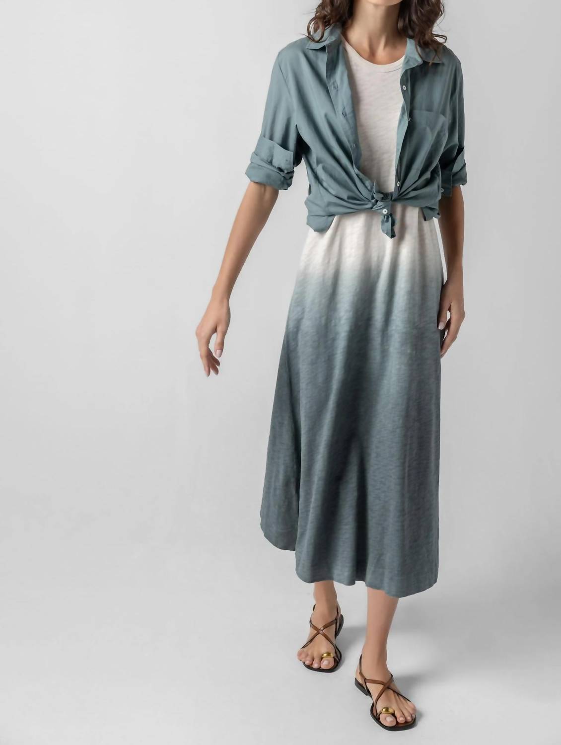 Lilla P Ombre Jewel Neck Tank Dress in vine - women's dress - alternate view