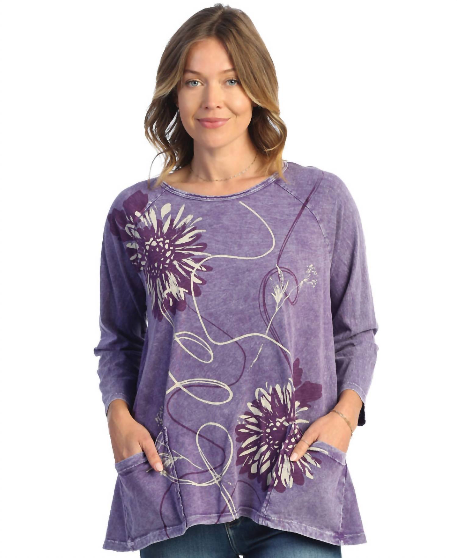 Jess & Jane - Carmen Mineral Washed Patch Pocket Cotton Top