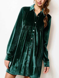 La Miel - Velvet Mini Shirt Dress