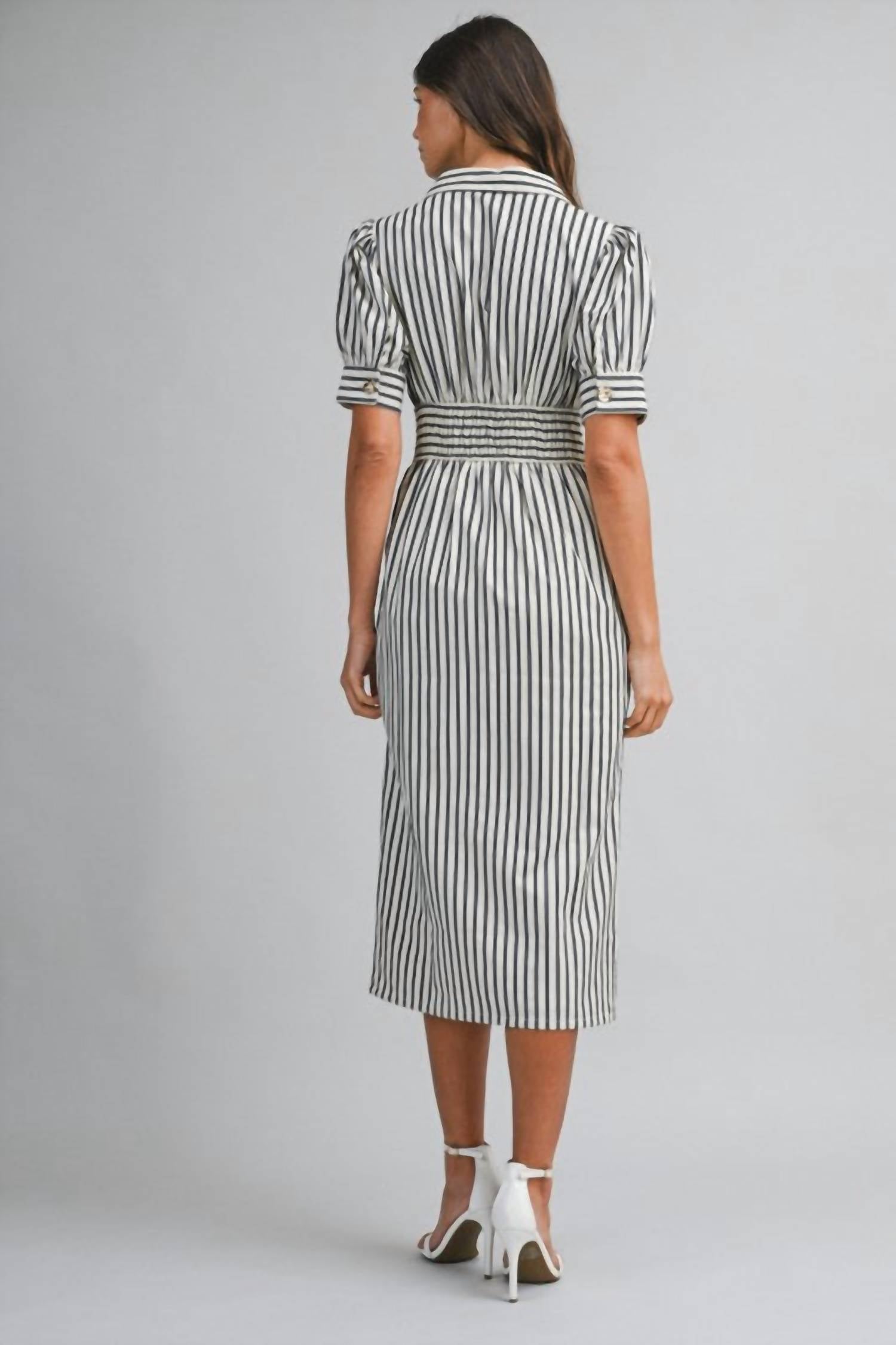 MABLE Bianca Dress in blue stripe - women's dress - view 5
