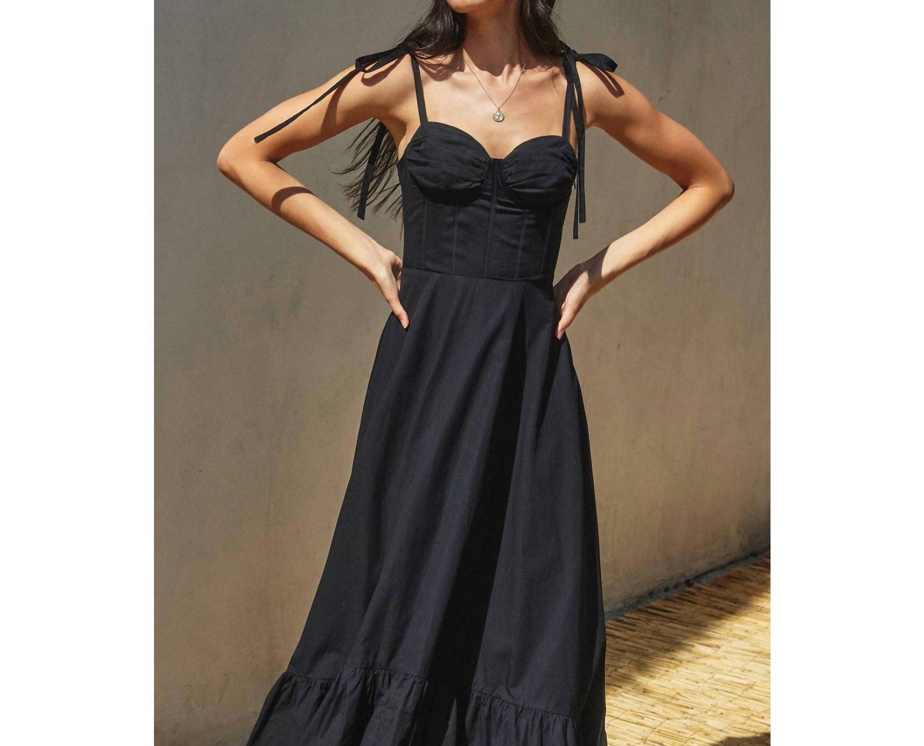 Dress Forum - Cotton Poplin Ruched Detail Maxi Dress