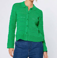 Current Air - Open Knit Long Sleeve Sweater Cardigan Top
