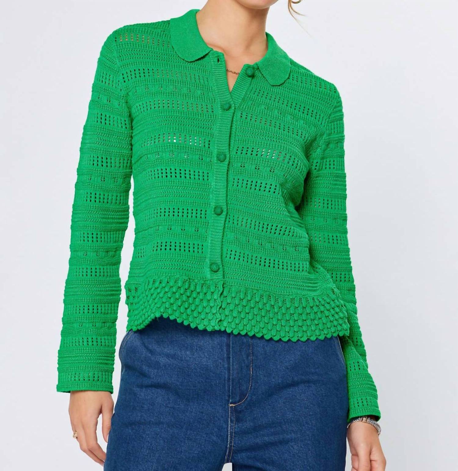 Current Air - Open Knit Long Sleeve Sweater Cardigan Top