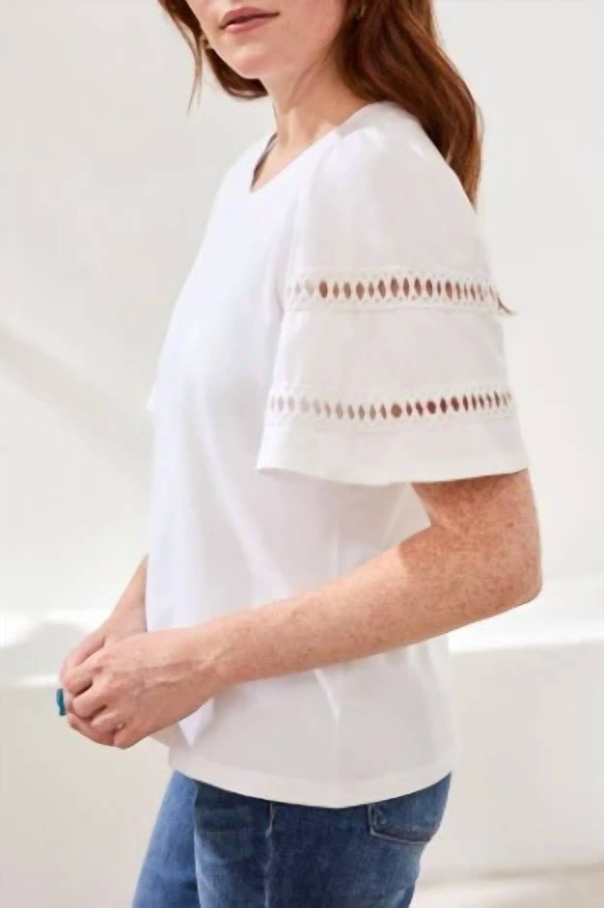 Tribal - Flutter Sleeve Crew Neck Top