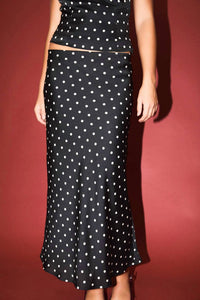 Le Lis - Dreamy Dot Mid Rise Maxi Skirt