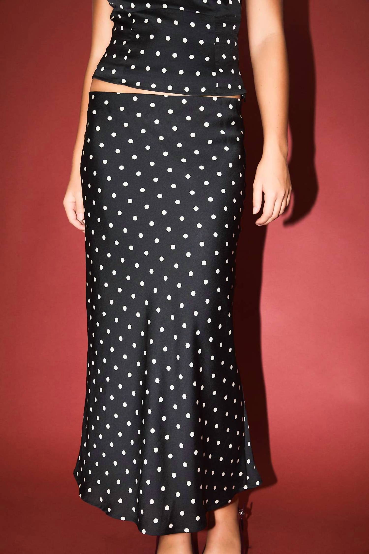 Le Lis - Dreamy Dot Mid Rise Maxi Skirt