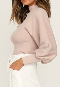 Esley Collection - Lovely mock neckline balloon sleeves top