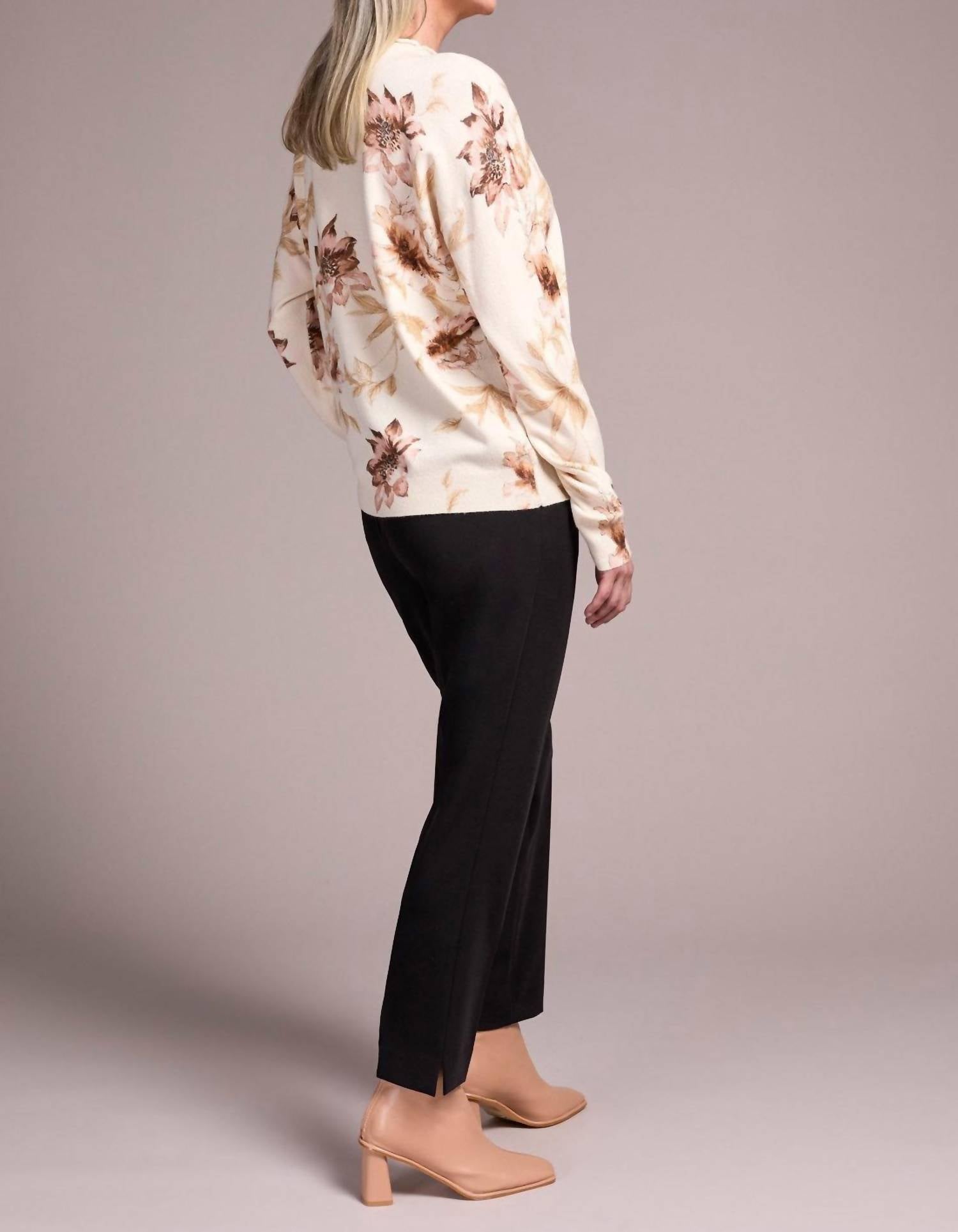 Tribal - Lightweight Printed Long-sleeve Funnel Neck Sweater