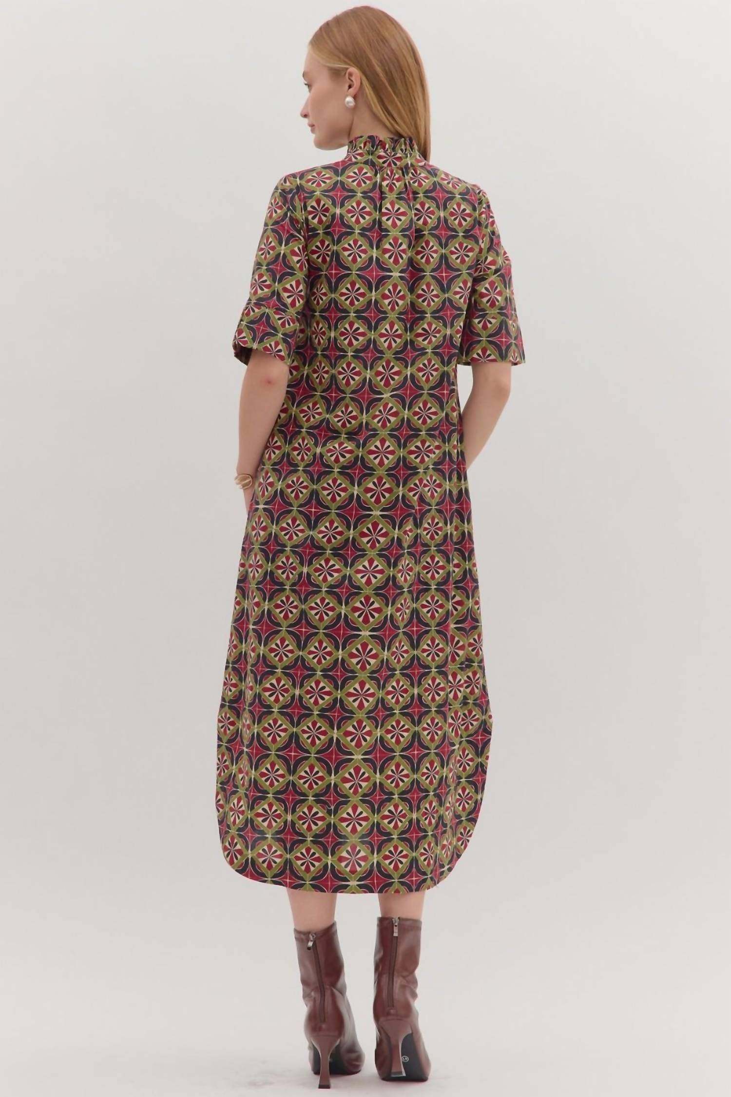 Entro - Roman Geometric Midi Dress