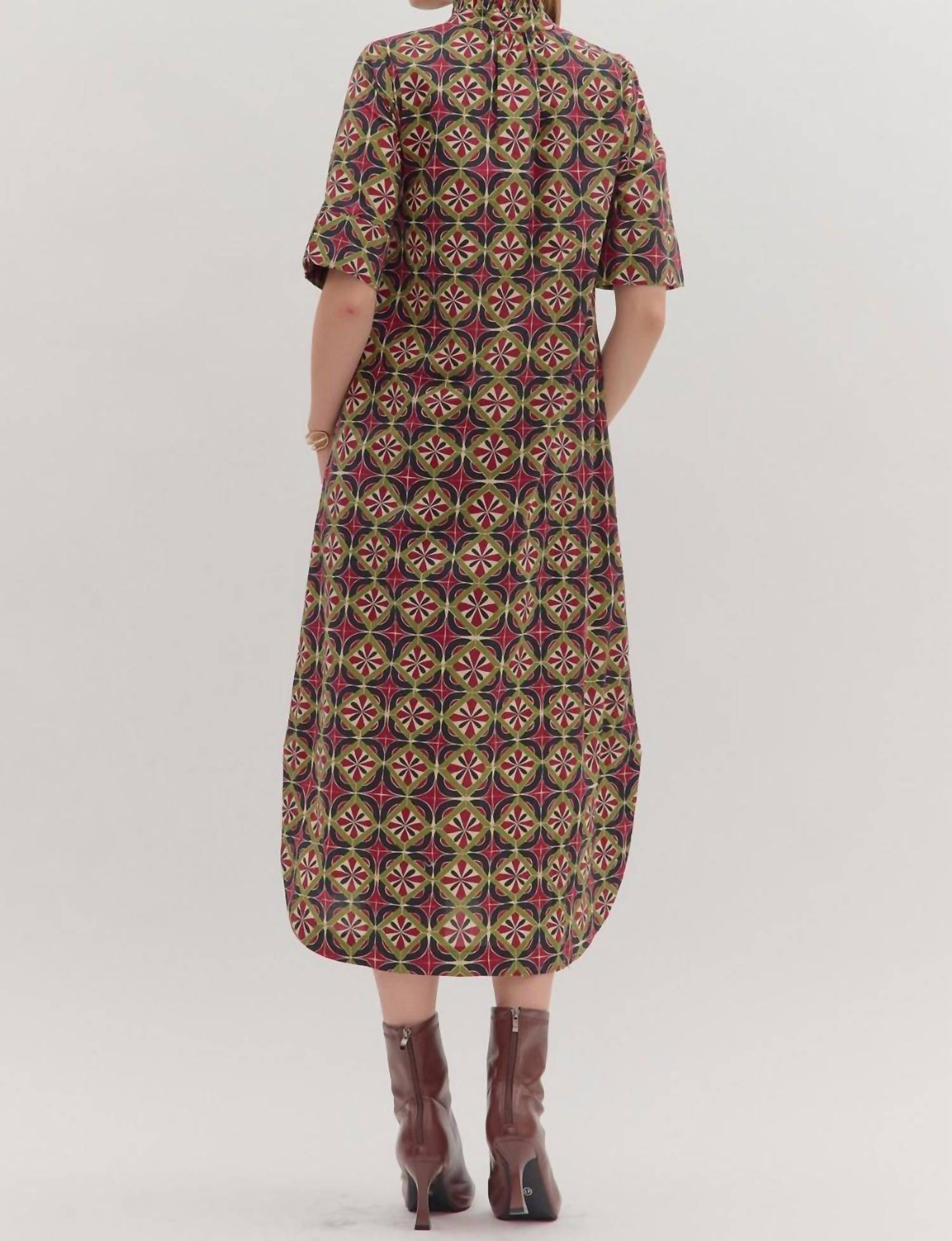 Entro - Roman Geometric Midi Dress
