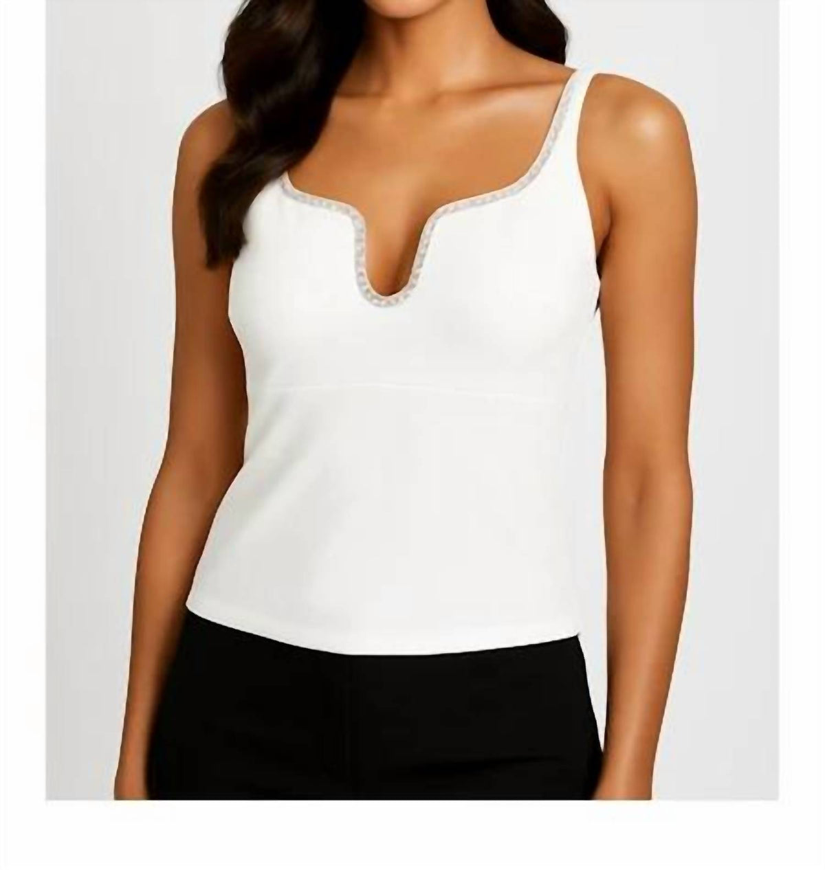 Maggy London - Embellished Sweetheart Neckline Scuba Crepe Top