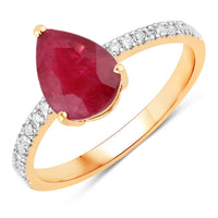 Diana M Jewels Women's Pear Natural Ruby Fashion Ring (1.68 Ct) - Classic in 14k yellow gold - women's jewelry
