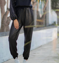 Strut & Bolt - Sequin Jogger Pants With Satin Contrast