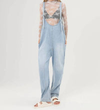 Sweetkama - Denim Adjustable Shoulder High Roller Jumpsuit