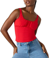 STEVE MADDEN Luana Ruched Detail Top in poppy red - women's tank top