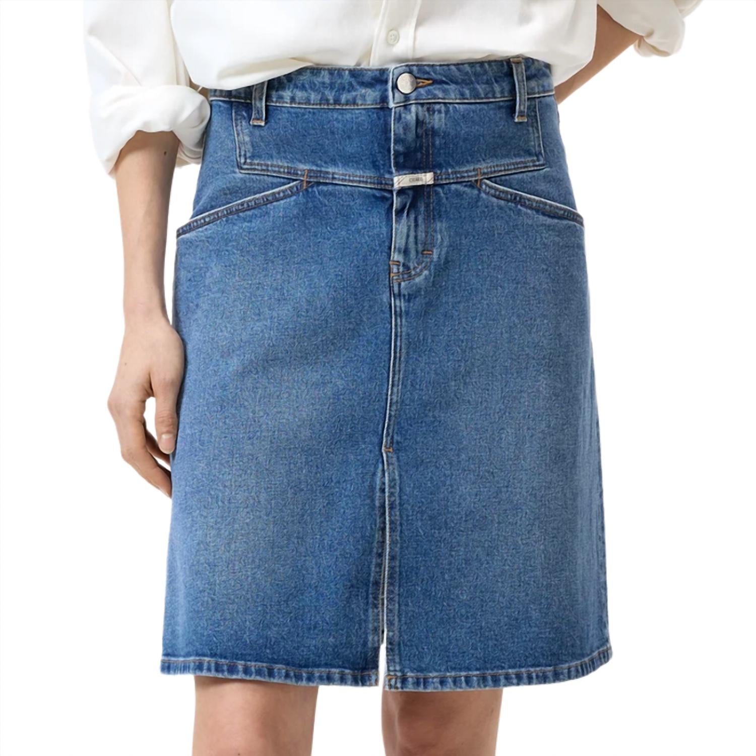 CLOSED Stover X Midi Skirt in mid blue - women's skirt - detail view