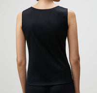 Lafayette 148 Cotton Rib Scoop Neck Tank Top in black - women's tank top - alternate view