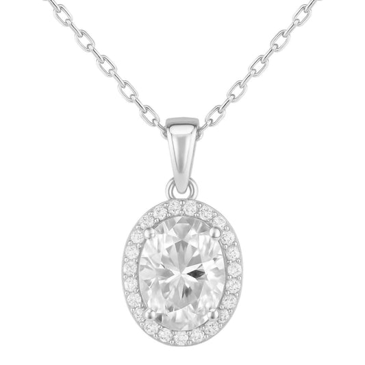Allyanna Gifts - Women's Oval Moissanite With Halo Necklace