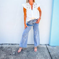 Hem & Thread - Sweet Grace Crochet Button Down Top