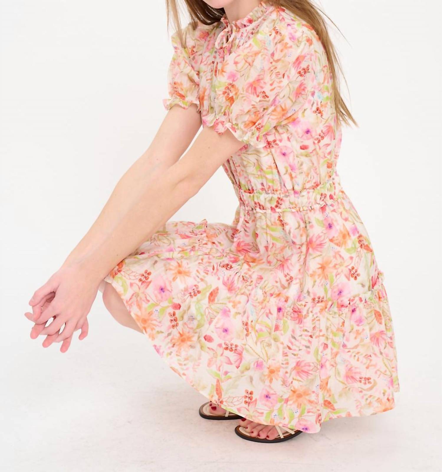 Meet Me in Santorini Pebble Garden Short Dress in santorini pebble blush garden short dress in multicolor - women's dress - alternate view