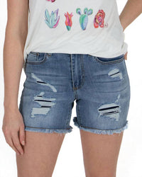 Grace And Lace - Patched Distressed Shorts