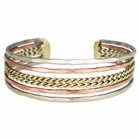 Zad - Women's Hammered Twisted Lines Cuff Bracelet
