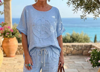 Made In Italy - Peace Linen top
