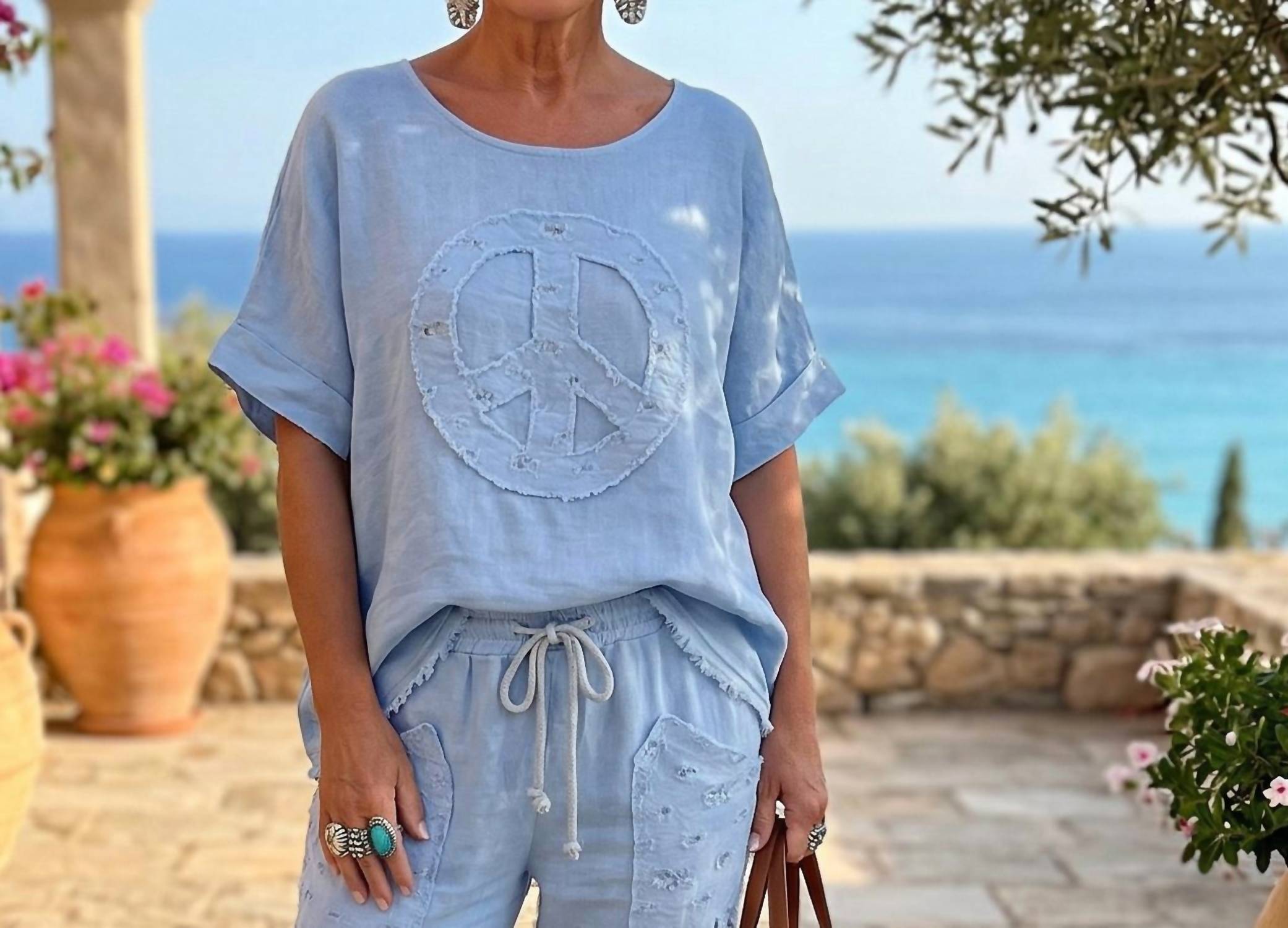Made In Italy - Peace Linen top