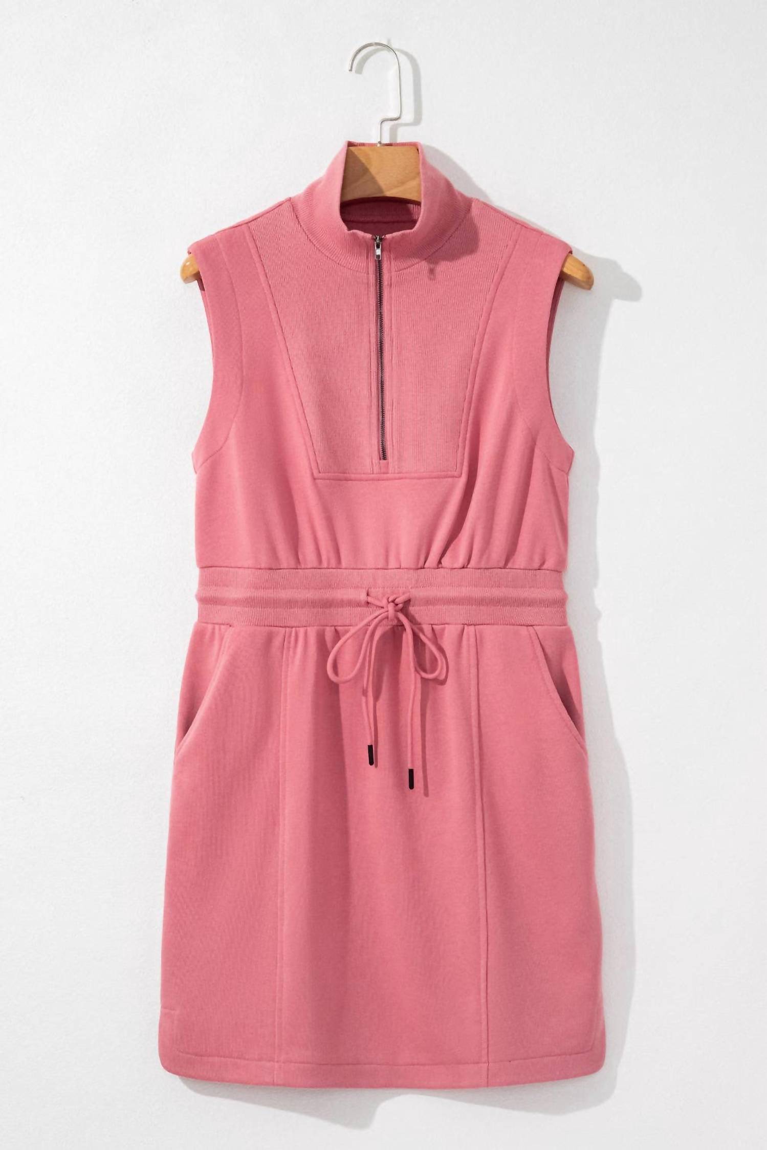 Pretty Bash - French Terry Zipped Collar Mini Dress