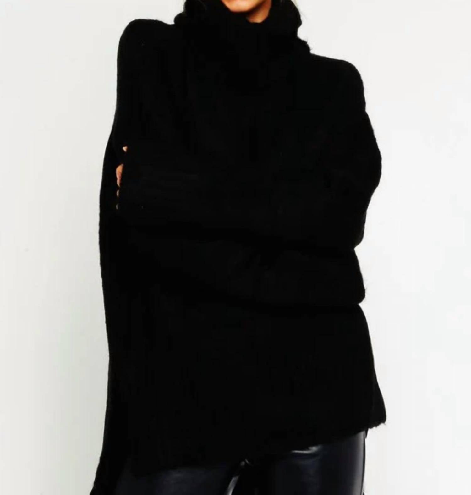 Olivaceous - Fuzzy Oversized Turtleneck Sweater
