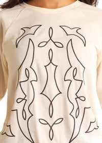 Panhandle Embroidered Bootstitch Sweatshirt in cream - women's top - view 4