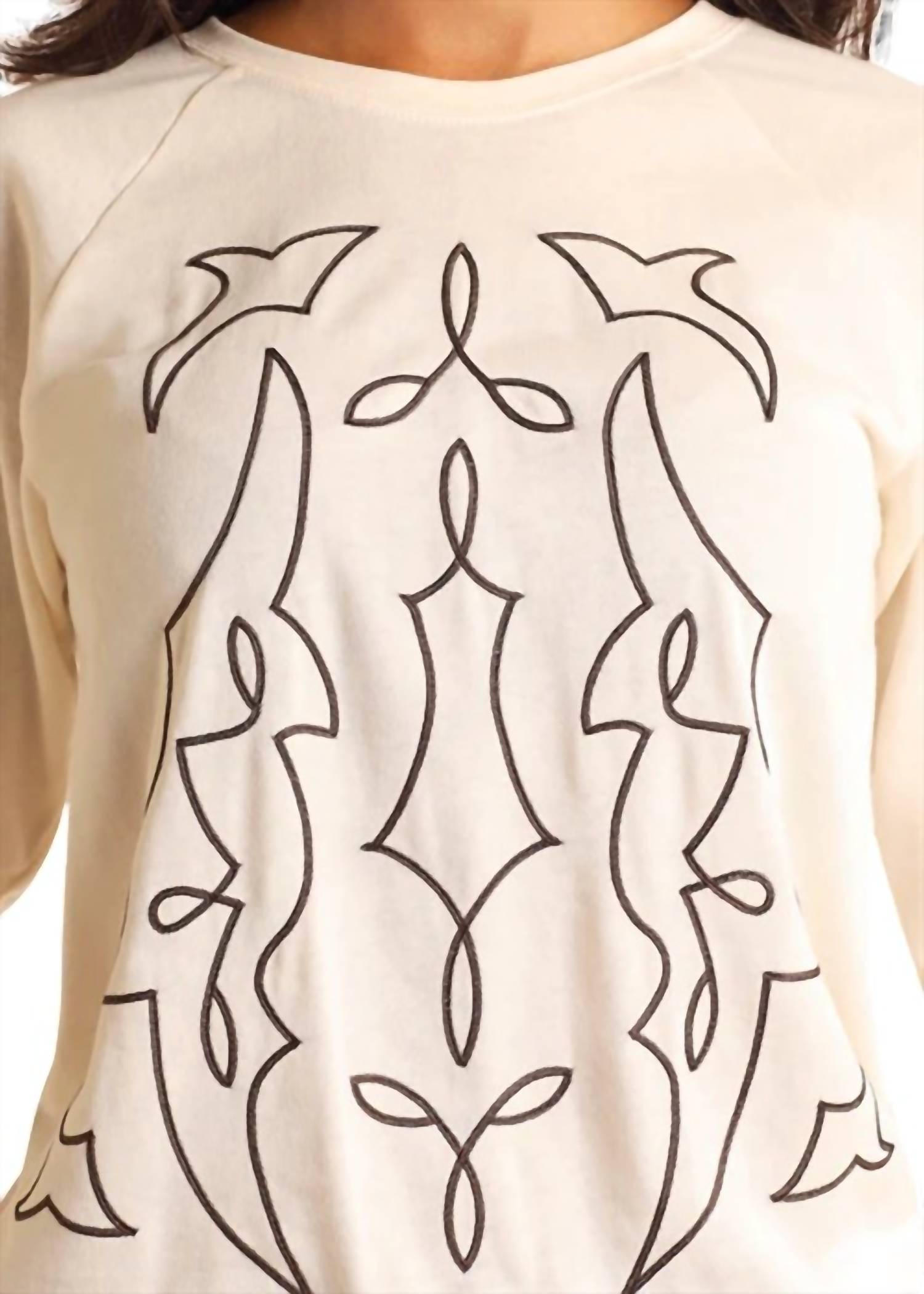 Panhandle Embroidered Bootstitch Sweatshirt in cream - women's top - view 4
