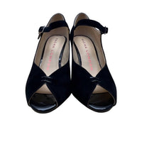 SACHA LONDON Women's Saba Peep-toe Block Heel Pumps in black kid suede - women's sandal - alternate view