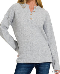 Zenana - Henley Basic Sweater