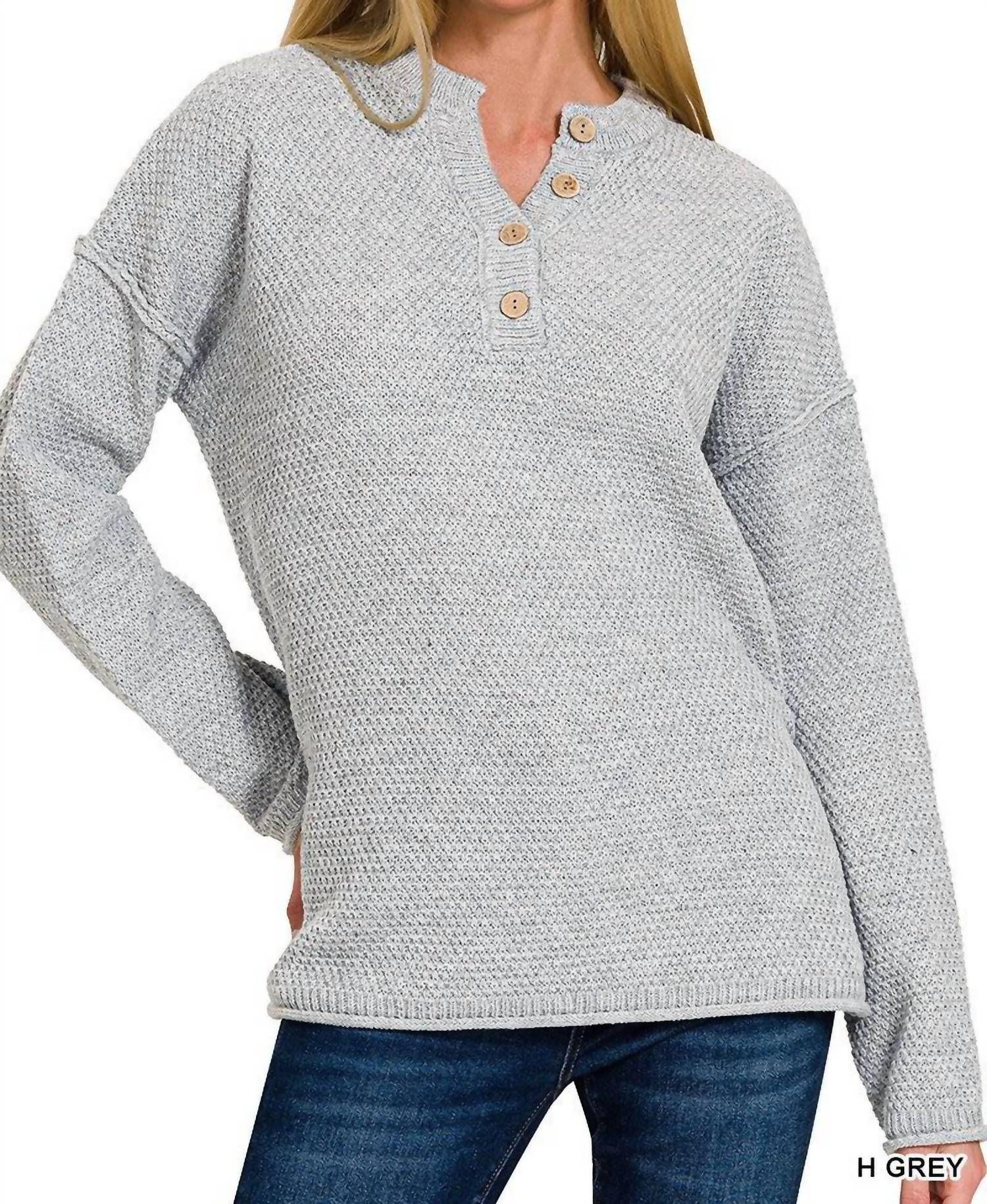 Zenana - Henley Basic Sweater